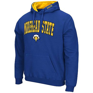 Men's Colosseum Blue Morehead State Eagles Arch & Logo 3.0 Pullover Hoodie