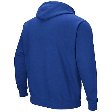 Men's Colosseum Blue Morehead State Eagles Arch & Logo 3.0 Pullover Hoodie