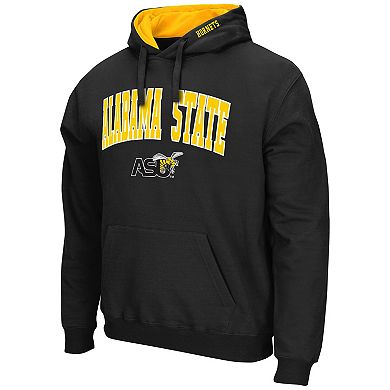 Men's Colosseum Black Alabama State Hornets Arch & Logo 3.0 Pullover Hoodie