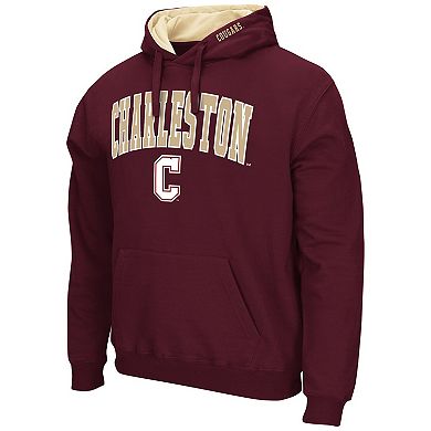 Men's Colosseum Maroon Charleston Cougars Arch & Logo 3.0 Pullover Hoodie