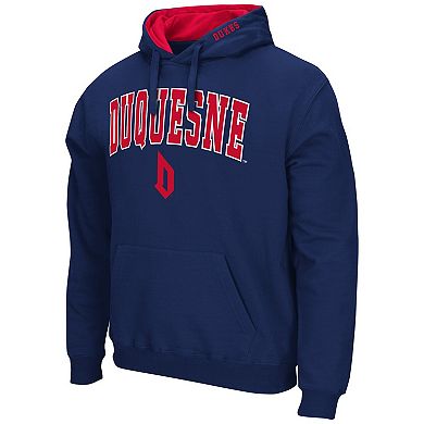 Men's Colosseum Navy Duquesne Dukes Arch & Logo 3.0 Pullover Hoodie