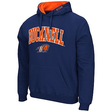 Men's Colosseum Navy Bucknell Bison Arch and Logo Pullover Hoodie
