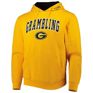 Men's Colosseum Gold Grambling Tigers Arch & Logo 3.0 Pullover Hoodie