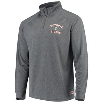 Men's Stitches Heathered Charcoal Detroit Tigers Team Raglan Quarter-Zip Pullover Jacket