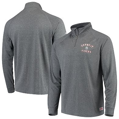 Men's Stitches Heathered Charcoal Detroit Tigers Team Raglan Quarter-Zip Pullover Jacket