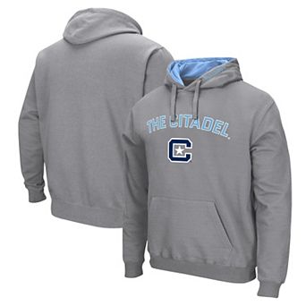 Men's Colosseum Gray Citadel Bulldogs Arch & Logo Pullover Hoodie