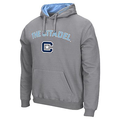 Men's Colosseum Gray Citadel Bulldogs Arch & Logo Pullover Hoodie