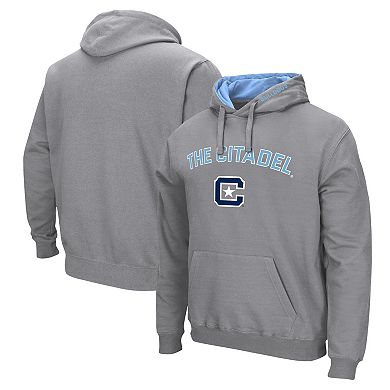 Men's Colosseum Gray Citadel Bulldogs Arch & Logo Pullover Hoodie