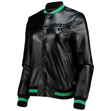 Women's The Wild Collective Black Austin FC Full-Snap Bomber Jacket