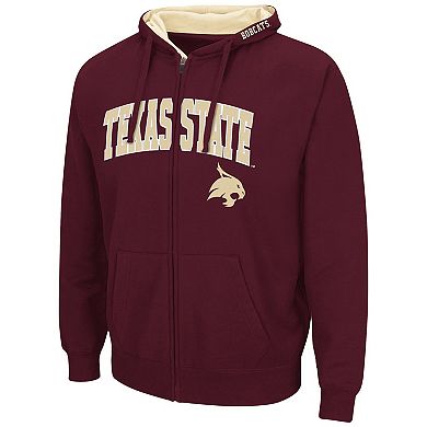 Men's Colosseum Maroon Texas State Bobcats Arch & Logo 3.0 Full-Zip Hoodie