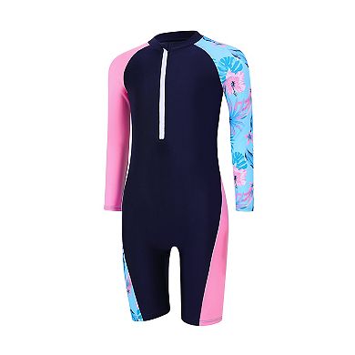 Girls Boys One Piece Rash Guard Swimsuit Long Sleeve Swimsuits