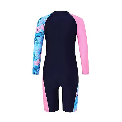 Girls Boys One Piece Rash Guard Swimsuit Long Sleeve Swimsuits