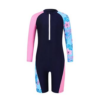 Girls Boys One Piece Rash Guard Swimsuit Long Sleeve Swimsuits