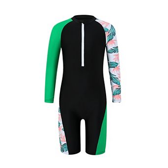 Girls Boys One Piece Rash Guard Swimsuit Long Sleeve Swimsuits