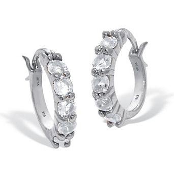 PalmBeach Jewelry Birthstone Sterling Silver Huggie Hoop Earrings