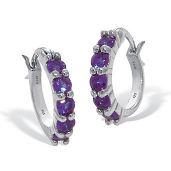 PalmBeach Jewelry Birthstone Sterling Silver Huggie Hoop Earrings