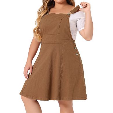 Women's Plus Size Patch Pocket Denim Overall Dress