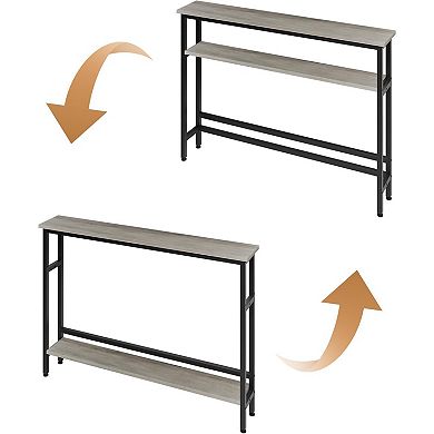 Slim 5.9" Sofa Table, 2-Tier Narrow Console with Adjustable Shelf, Space-Saving for Living Room