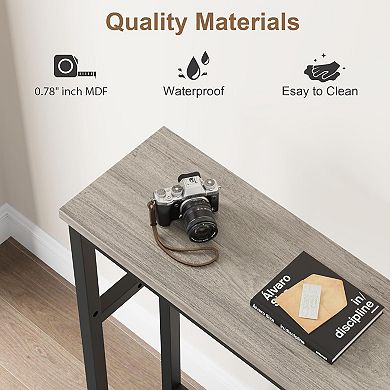 Slim 5.9" Sofa Table, 2-Tier Narrow Console with Adjustable Shelf, Space-Saving for Living Room