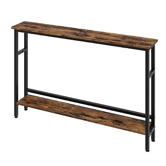 Slim 5.9" Sofa Table, 2 tier Narrow Console with Adjustable Shelf, Space-Saving for Living Room