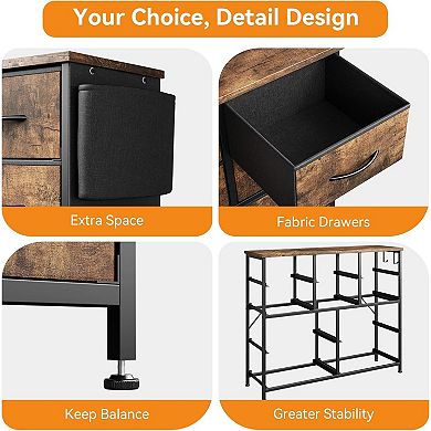 10 Drawer Dresser for Bedroom - Fabric Storage Drawer with Side Pockets and Hooks