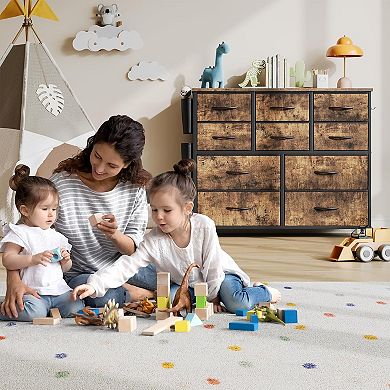 10 Drawer Dresser for Bedroom - Fabric Storage Drawer with Side Pockets and Hooks