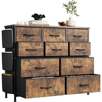 10 Drawer Dresser for Bedroom - Fabric Storage Drawer with Side Pockets and Hooks