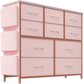 10 Drawer Dresser for Bedroom - Fabric Storage Drawer with Side Pockets and Hooks