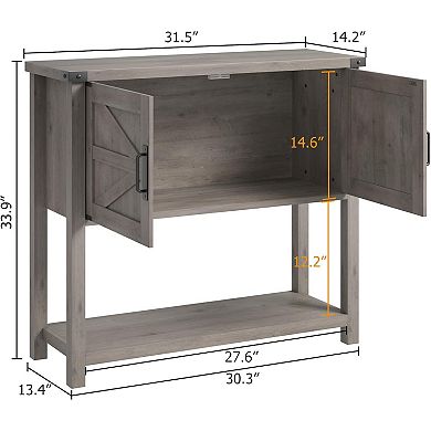 Grey Wooden Console Table with Storage - Versatile Entryway, Living Room, or Dining Sideboard.