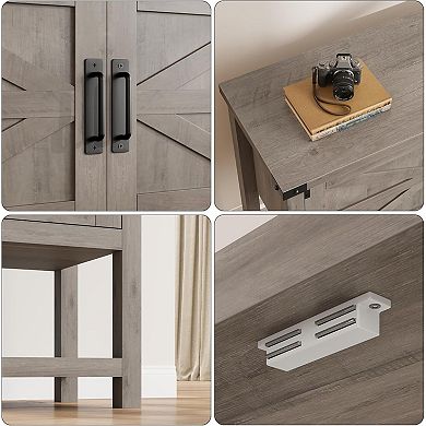 Grey Wooden Console Table with Storage - Versatile Entryway, Living Room, or Dining Sideboard.