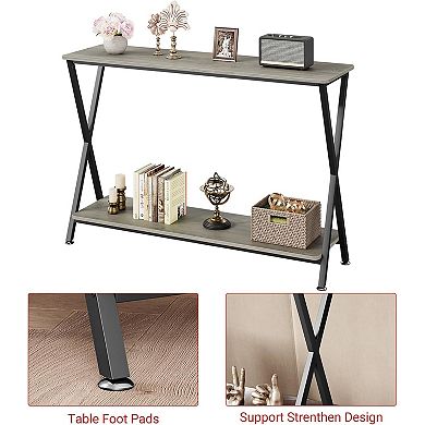 Thin 2-Tier Console Table for Entryway, Hallway, Behind Sofa & Bedroom