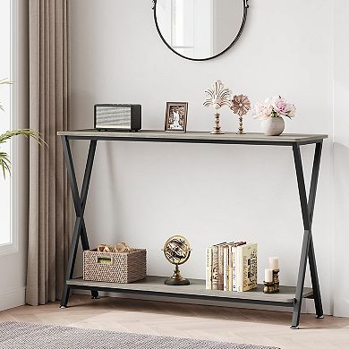 Thin 2-Tier Console Table for Entryway, Hallway, Behind Sofa & Bedroom