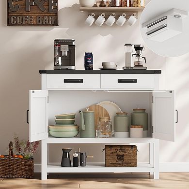 Farmhouse Entryway Table with Doors, Drawers & Shelf for Living Room, Hallway