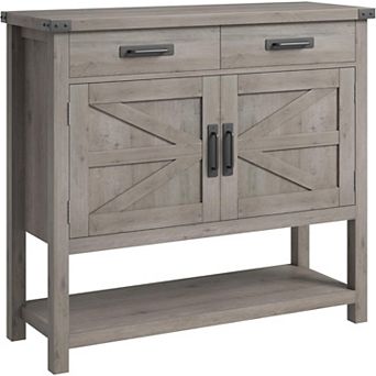 Farmhouse Entryway Table with Doors, Drawers & Shelf for Living Room, Hallway