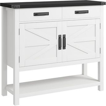 Farmhouse Entryway Table with Doors, Drawers & Shelf for Living Room, Hallway