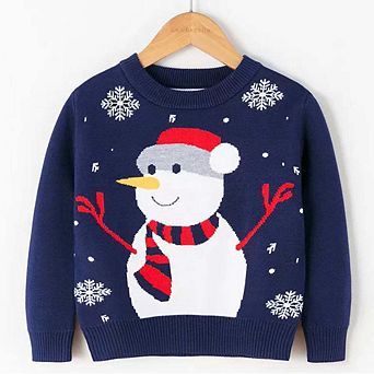 Kids Unisex Snowman Pattern Knitwear