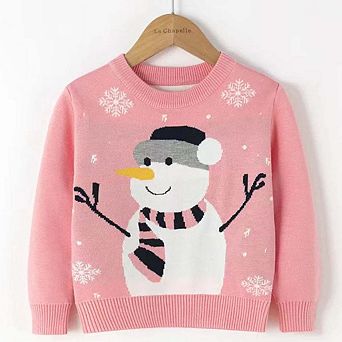 Kids Unisex Snowman Pattern Knitwear