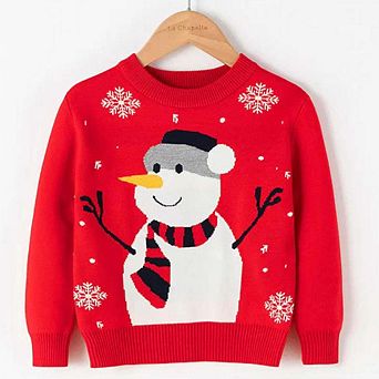 Kids Unisex Snowman Pattern Knitwear