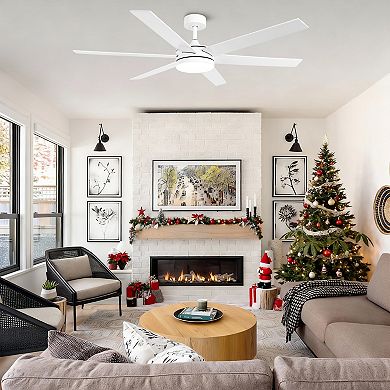 60" Modern Reversible 6 Speeds Nickel Large LED Smart Ceiling Fan with Light and APP Control, Remote