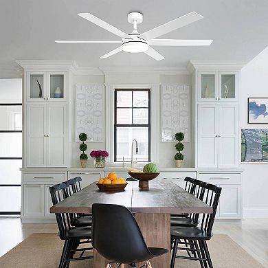 60" Modern Reversible 6 Speeds Nickel Large LED Smart Ceiling Fan with Light and APP Control, Remote