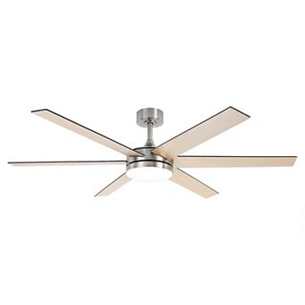 60" Modern Reversible 6 Speeds Nickel Large LED Smart Ceiling Fan with Light and APP Control, Remote