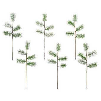 Flocked Evergreen Greenery Picks (6-Pack)