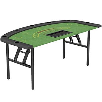 Soozier 72inch Foldable Poker Table, Portable 8-Player Blackjack Table