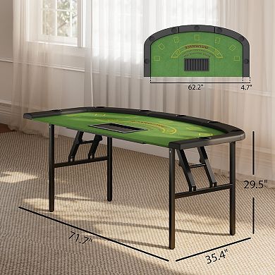 Soozier 72inch Foldable Poker Table, Portable 8-Player Blackjack Table