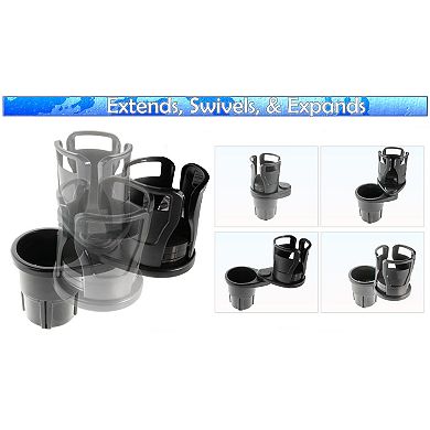 Adjustable Swivel Car Cup Holder Expands to 7" with Shockproof Pads for Stability