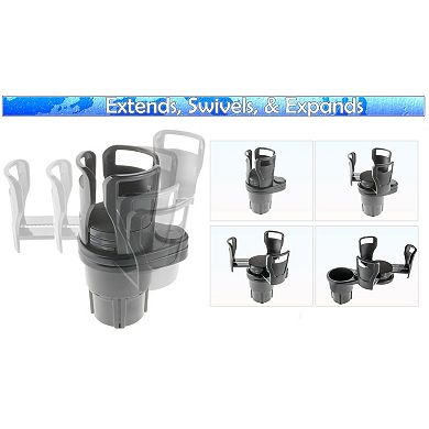 Adjustable Swivel Car Cup Holder Expands to 7" with Shockproof Pads for Stability