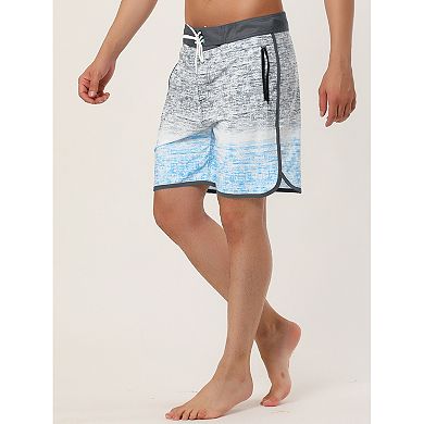 2 Packs Men's Shorts Summer Printed Drawstring Color Block Swim Beach Shorts