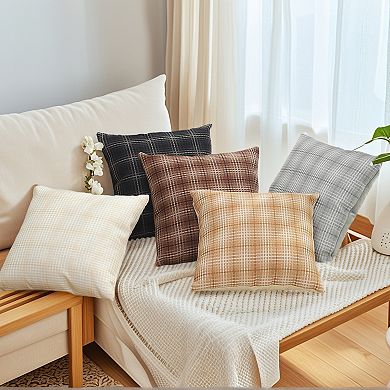 Pack of 2 Plaid Decorative Throw Pillow Covers Check Soft Cushion Case for Sofa Living Room Couch