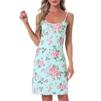 Women's Floral Sleepdress Rose Sleeveless Spaghetti Strap Round Neck Soft Mini Cami Loungewear