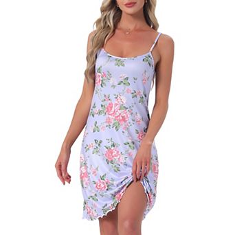 Women's Floral Sleepdress Rose Sleeveless Spaghetti Strap Round Neck Soft Mini Cami Loungewear
